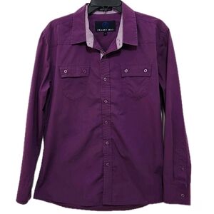 Franky Max Mens L Purple Button Up Flip Cuff Western Shirt Longsleeve Rodeo